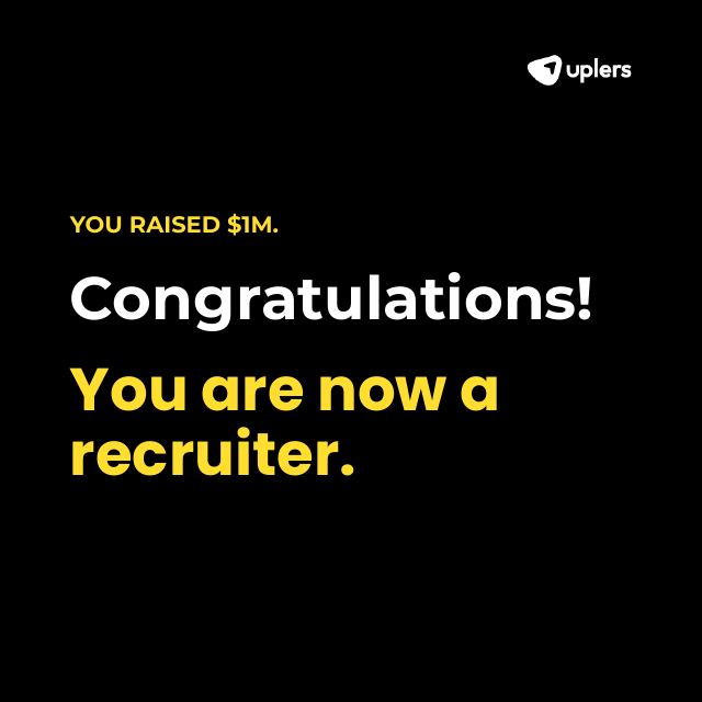 Funded founders ad, slide 1: You raised $1M. Congratulations, you are now a recruiter