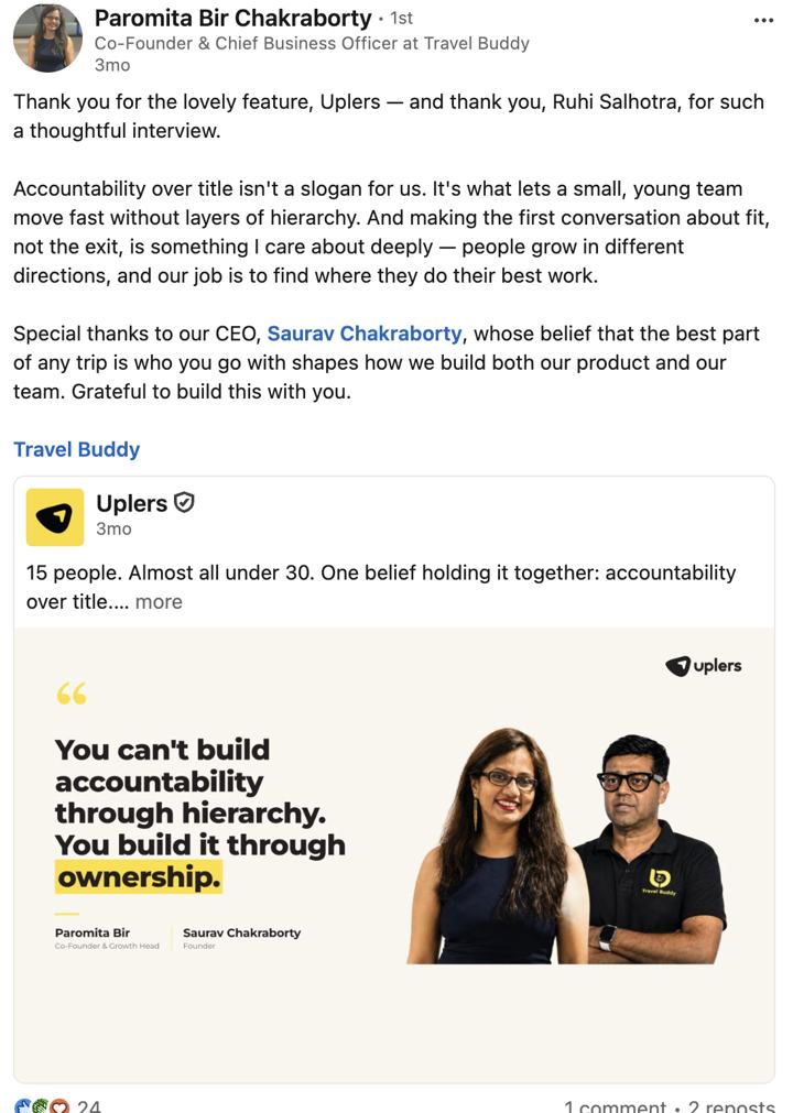 Paromita Bir Chakraborty of Travel Buddy sharing her feature
