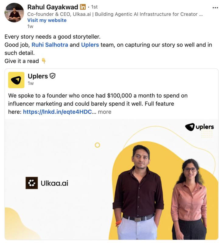 Rahul Gayakwad of Ulkaa.ai sharing his feature